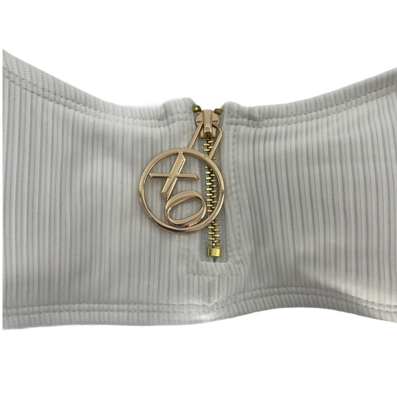 XOXO Womens White Ribbed Bikini Size S - Picture 3 of 7